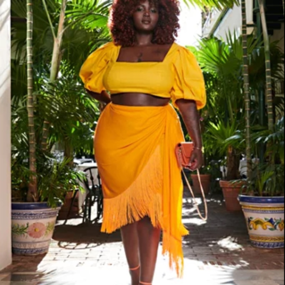 Fashion to Figure x Gabi Fresh Orange Fringe Skirt - 18